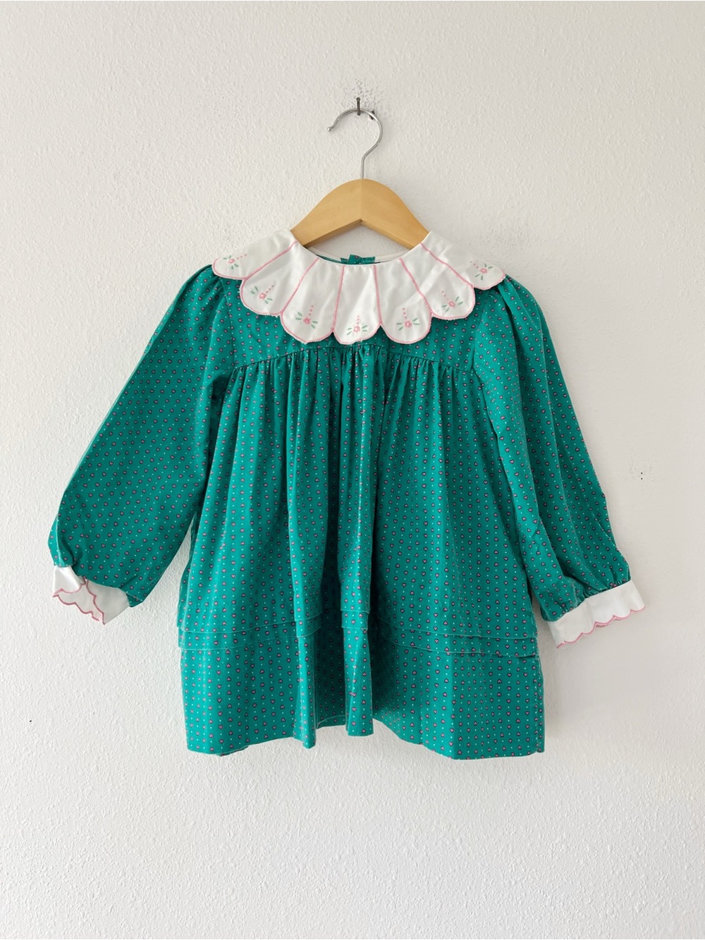 VINTAGE | Scalloped Floral Print Popover Mini Dress | 4T